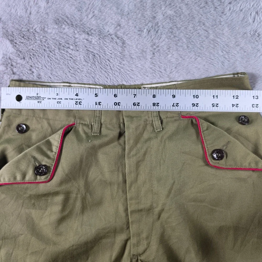 Boy Scouts of‎ America Uniform Pants Kids 26 Olive Green Vintage Red Piping BSA